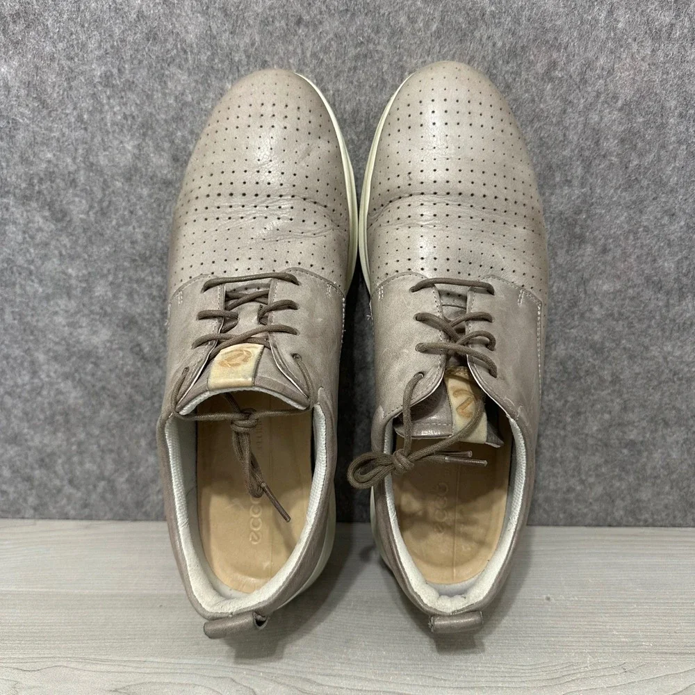 ECCO Aquet‎ Sneakers Mens 11 Grey Leather Perforated Lace Up Casual Shoes